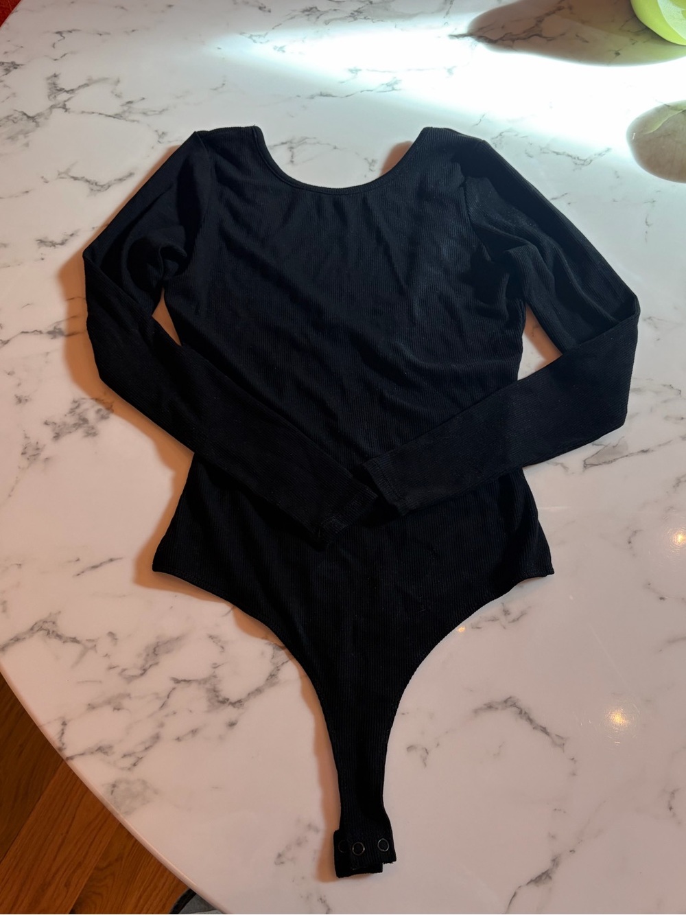 Marine Layer Lexi Rib Bodysuit in Black, size small